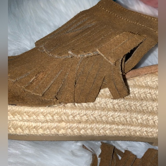 MINNETONKA suede fringe espadrille wedges women’s size 9 - Picture 5 of 17
